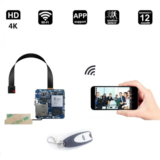 Telecamera CCTV WiFi 4K Mini telecamera di rilevamento del movimento wireless Sistema di sicurezza Videocamera con visualizzazione remota Monitor (wc008X1a)